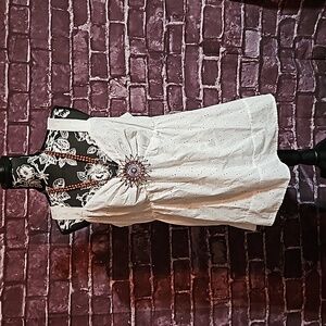 Nick & Sarah White Sleeveless Eyelet Top with Bohemian Necklace CLEARANCE